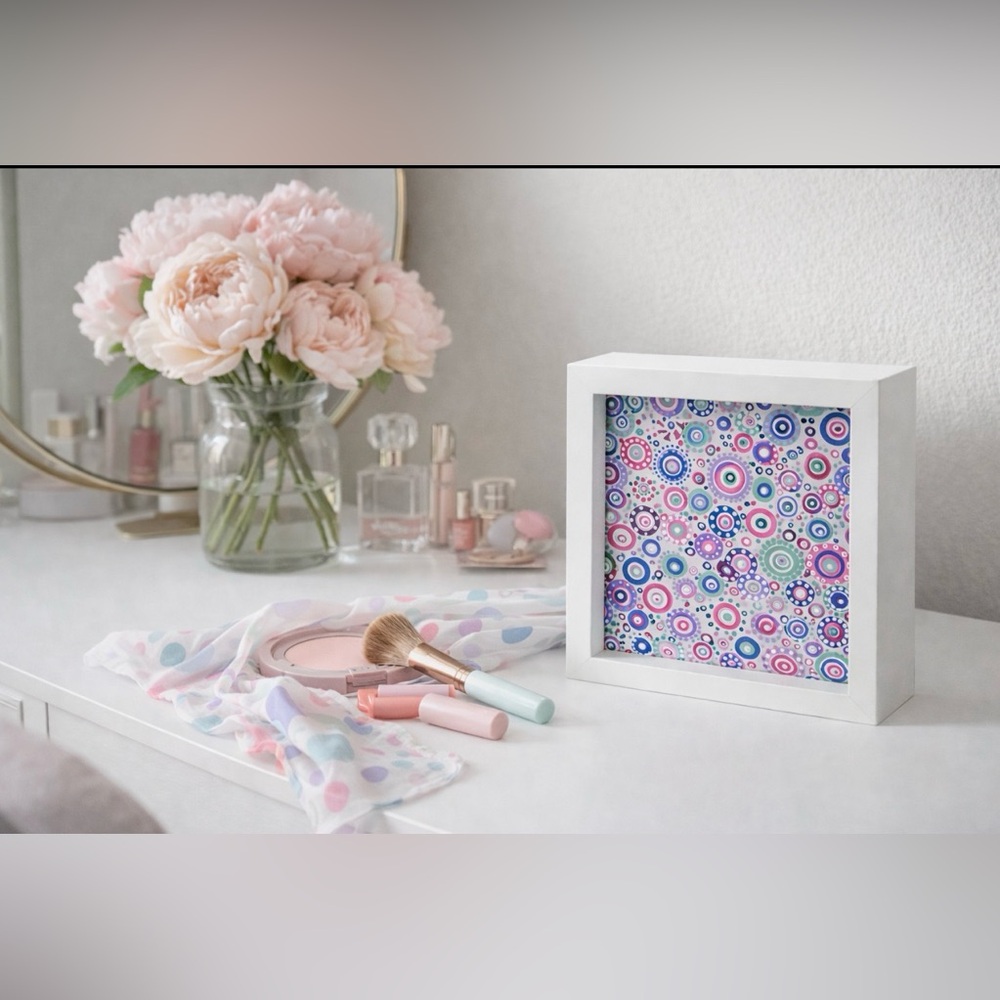 Custom-made mandala art pretty in pink. Painted on glass frame